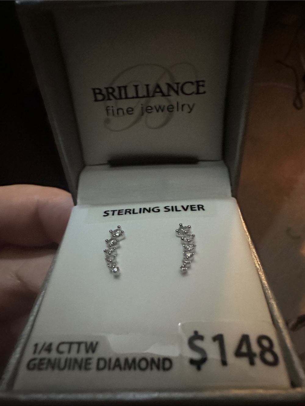 Brilliance Fine Jewelry Sterling Silver Diamond Ear Climbers - Silver